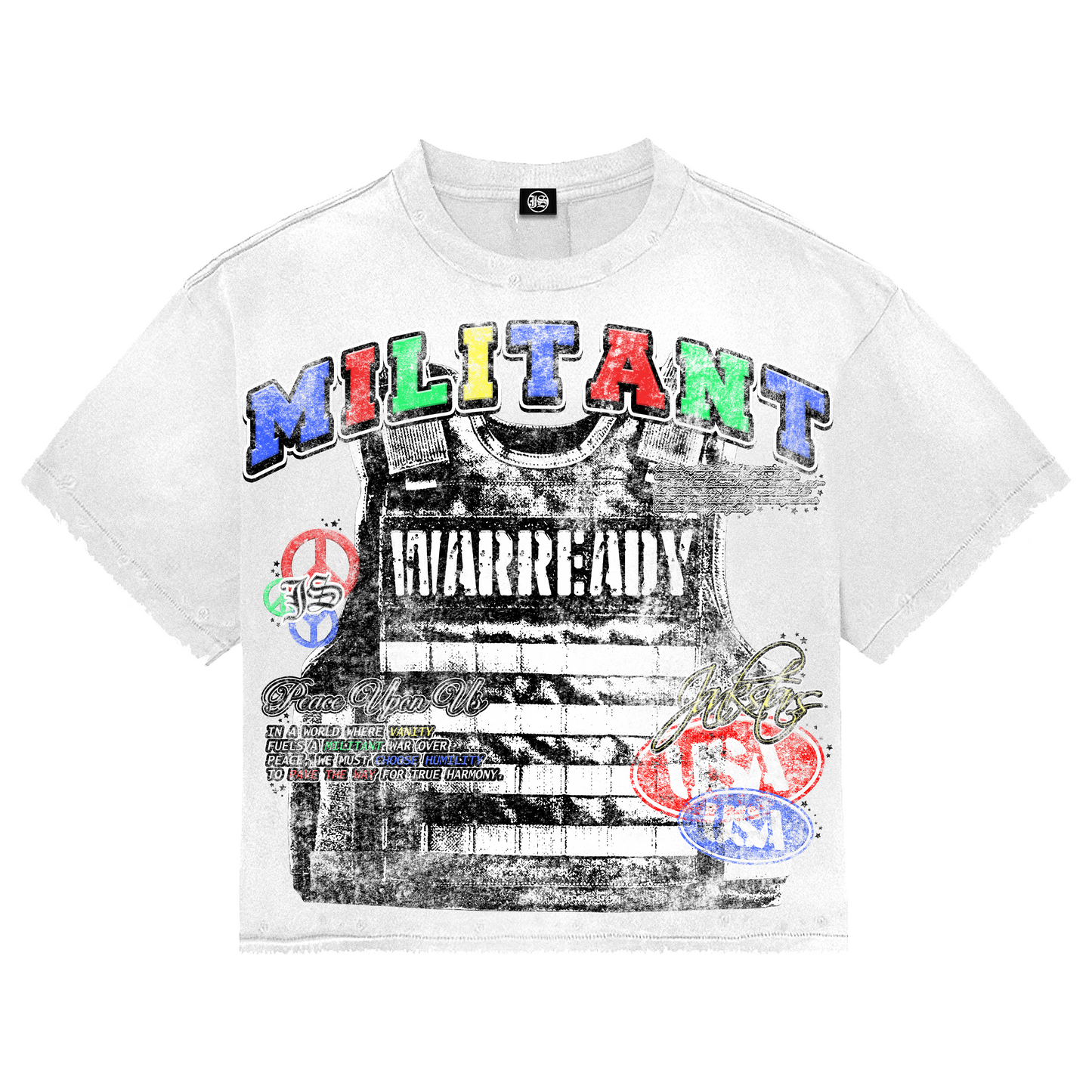 “MILITANT” - WHITE OVERSIZED TEE