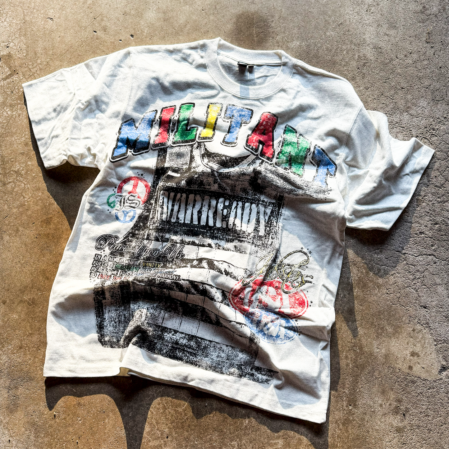 “MILITANT” - WHITE OVERSIZED TEE