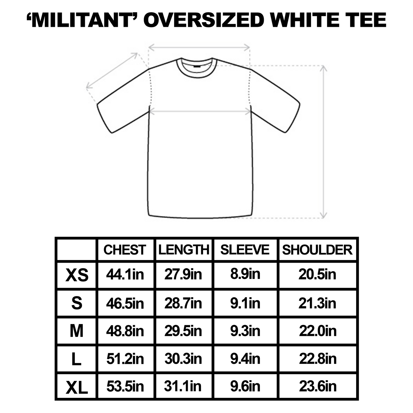 “MILITANT” - WHITE OVERSIZED TEE